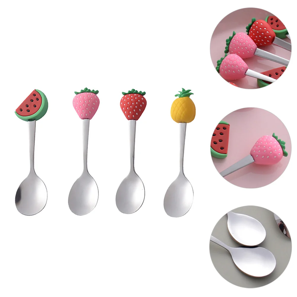 

4pcs Fruit Shaped Spoon Stirring Spoon Tea Spoon Condiment Spoon Dessert Spoon