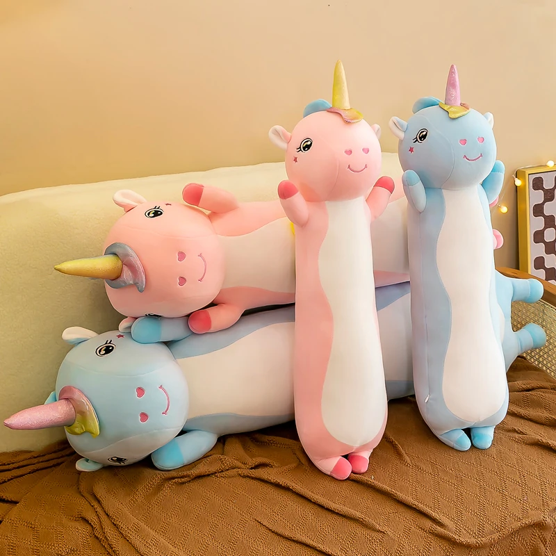 

130cm Cute Soft Long Colorful Unicorn Plush Toys Office Nap Stuffed Animal Pillow Home Comfort Cushion Gift Doll for Kids Girl