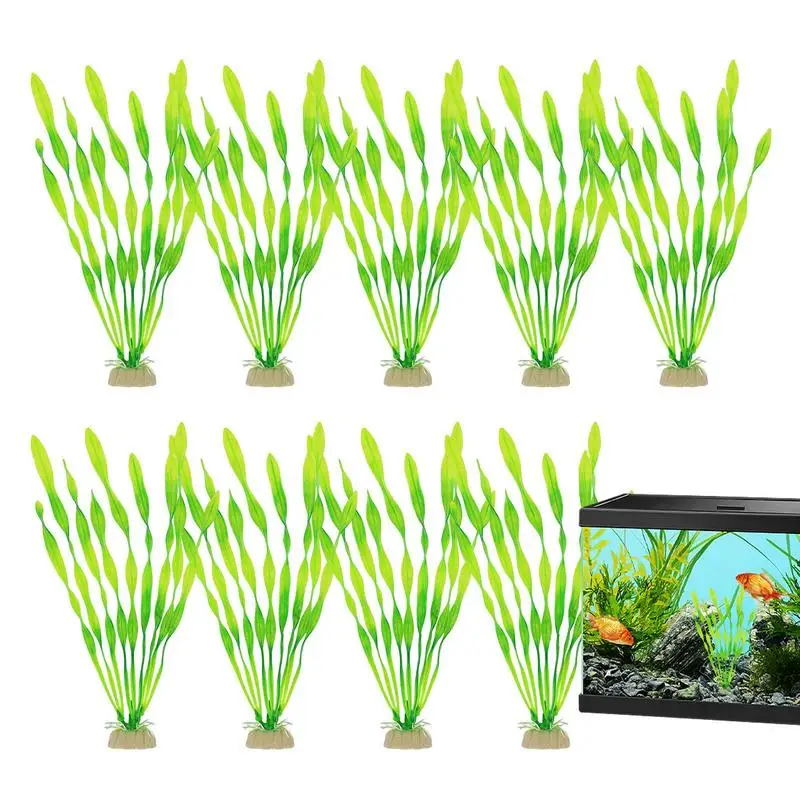 

Аквариумные растения 10 шт., искусственные водные растения, аквариумная трава с керамической основой, аквариумные украшения для рыб, креветок, новорожденных