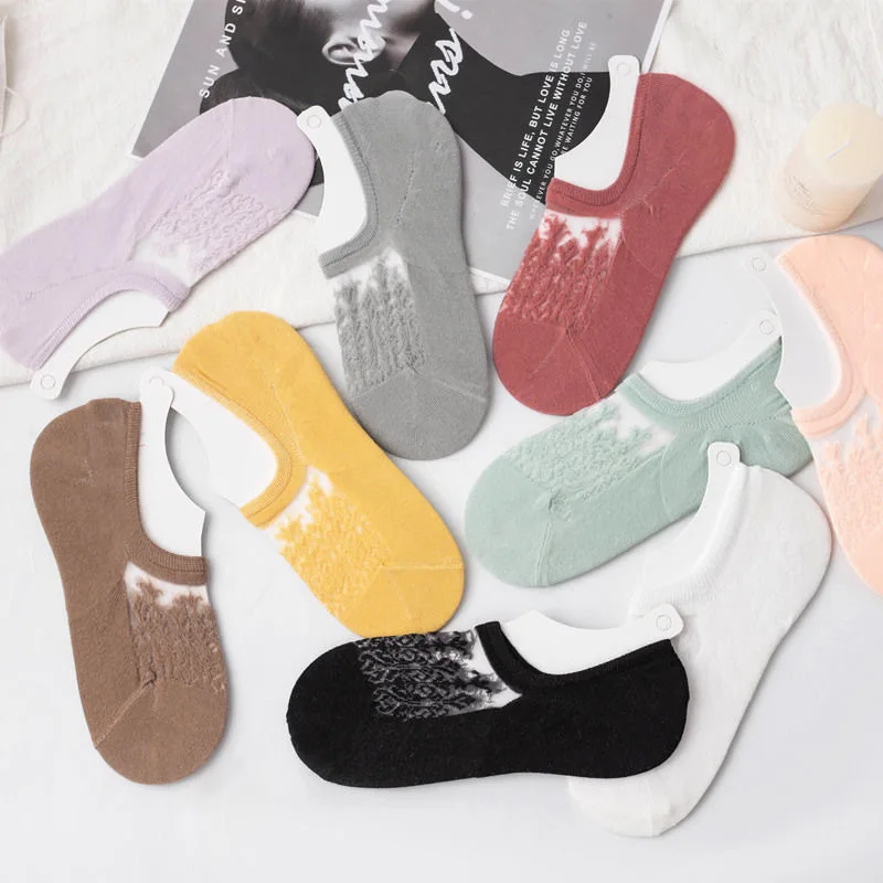 3pairs/Lot Women Socks Invisible Invisible Summer Thin Casual Ladies Sock Silicone Non-slip High Quality Sox Chaussette Sokken