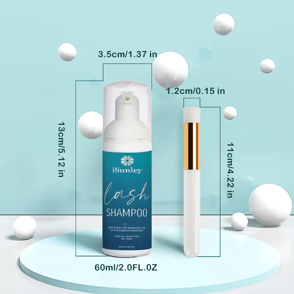 Пена для чистки ресниц ISunley 60 мл кисть шампунь наращивания чистящий мягкий макияж