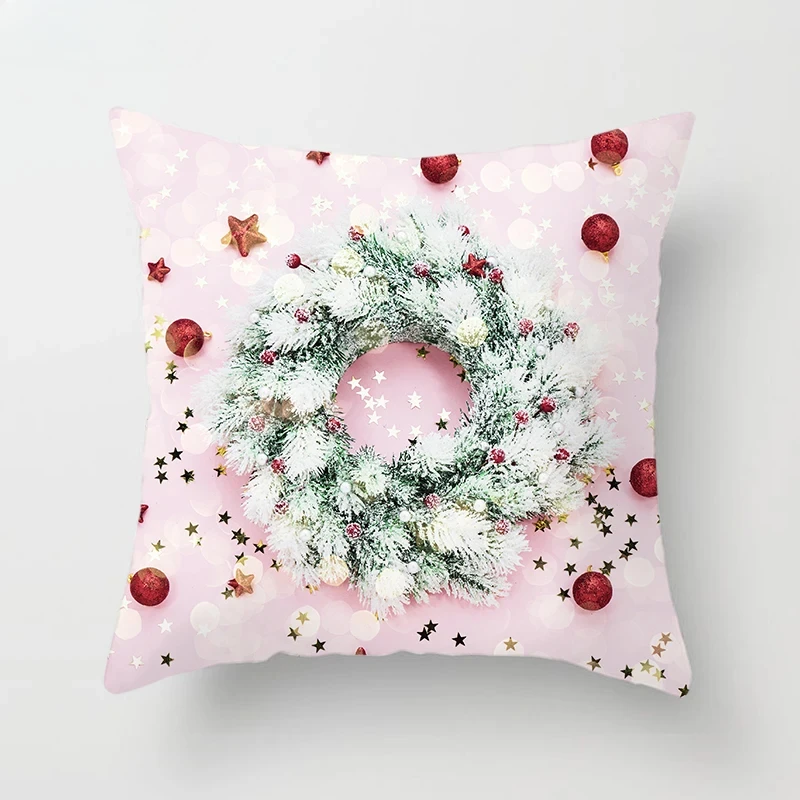 

Рождественская и новогодняя декоративная наволочка для подушки, наволочка с принтом в виде венка на дерево, подушка для дивана, стула, домашний декор