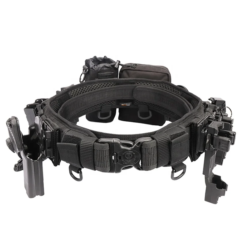 

Military Combat Belt Set 11 pcsGun Holster Police Security Guard Law Enforcement Belt with 11 Components Pouches