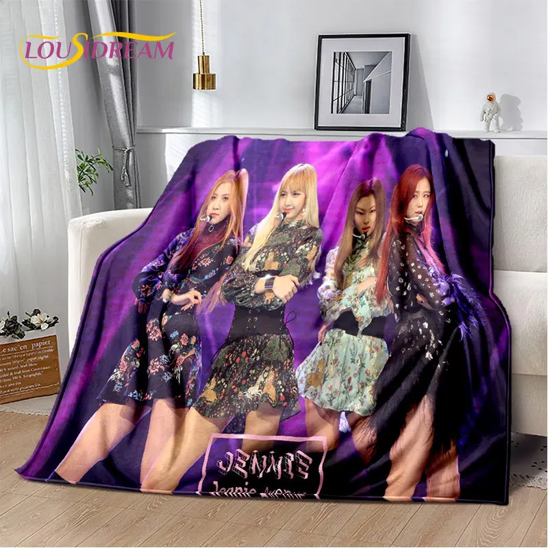 

Black Pink Kpop Star Girl Group Soft Plush Blanket,Flannel Blanket Throw Blanket for Living Room Bedroom Bed Sofa Picnic Cover
