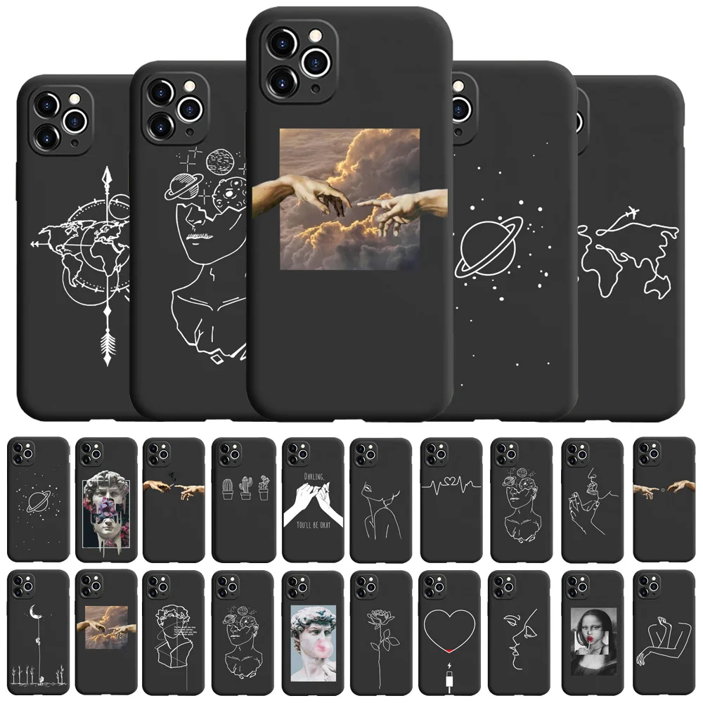 

Line Design Pattern Phone Case For iPhone 11 Pro Max 13PRO 7 8 Plus 6s X XR XS SE 2020 12 Shell Soft TPU Camera Protection Cover