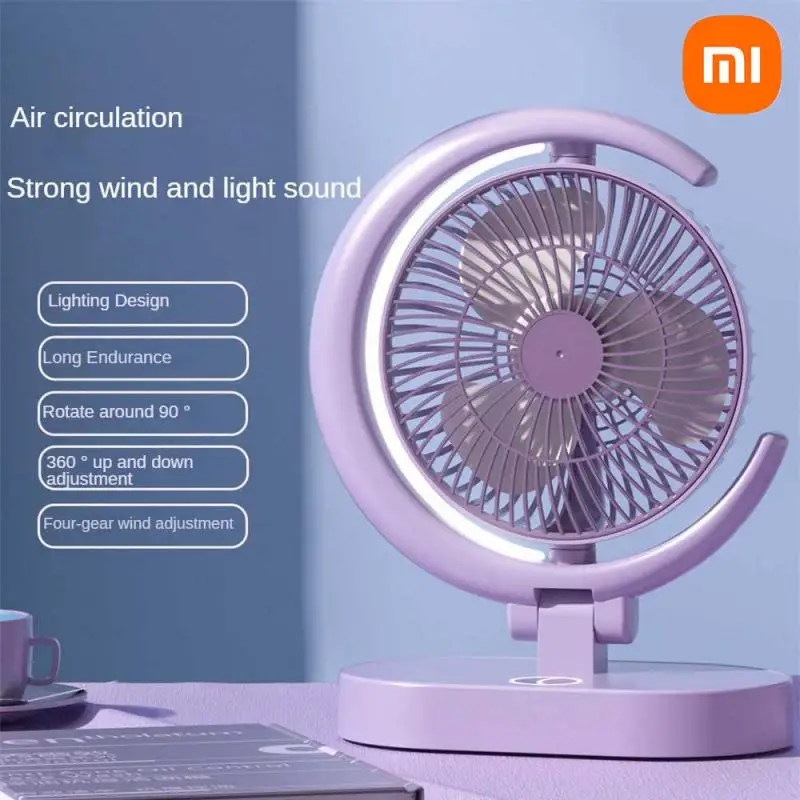 

Xiaomi USB Charging Desktop Small Fan Portable Home Office Fan With Night Light 4-speed Adjustable Air Circulating Electric Fan