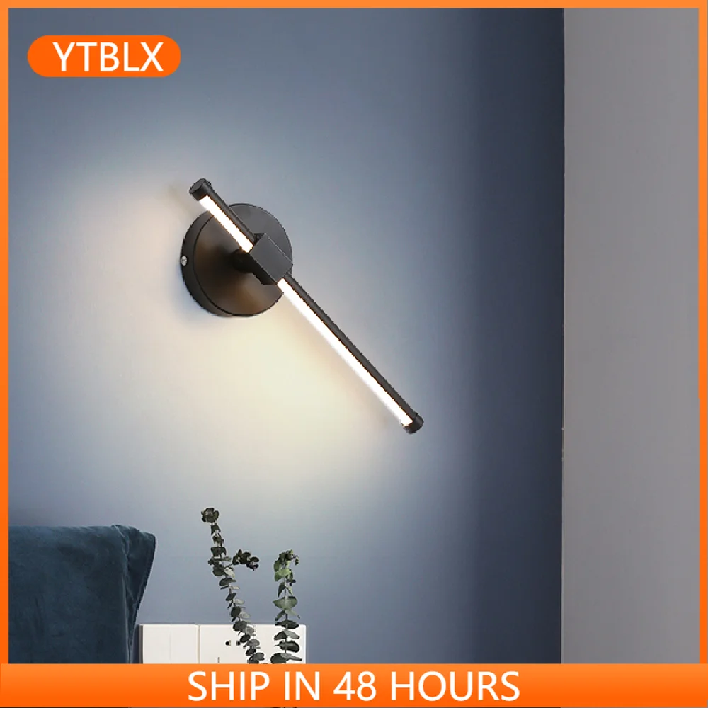 

Minimalist Modern LED Wall Light Black / White Rotatable Acrylic Wall Lamp For Bedroom Bedside Corridor Aisle Decoration 7W 12W