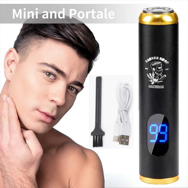 

Small Electric Razor for Men Portable Mini USB Wet Dry Rotary LCD Shaver Razors Waterproof Quick Charge Nose Mustache Trimmer