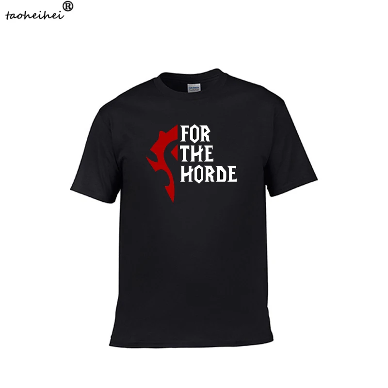 men's 100% cotton t shirt warcraft basic tshirts short sleeve unisex tee WOW For The Horde t-shirts mens black women's T |