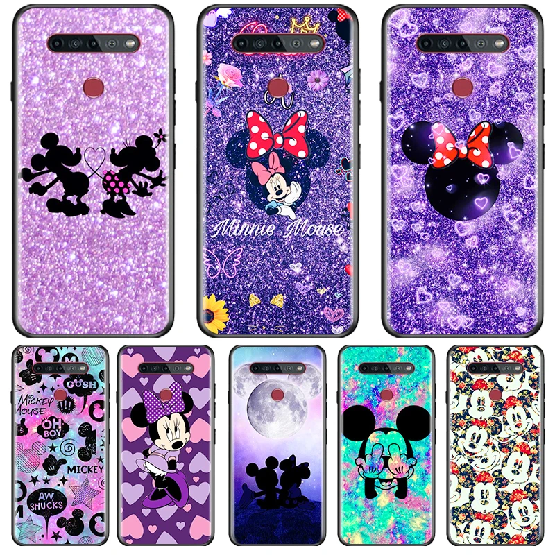 

Luxurious Mickey and Minnie Phone Case Black For LG Q60 V60 V50S V50 V40 V30 K92 K71 K61 K51S K41S K50S K22 G8 G8X ThinQ