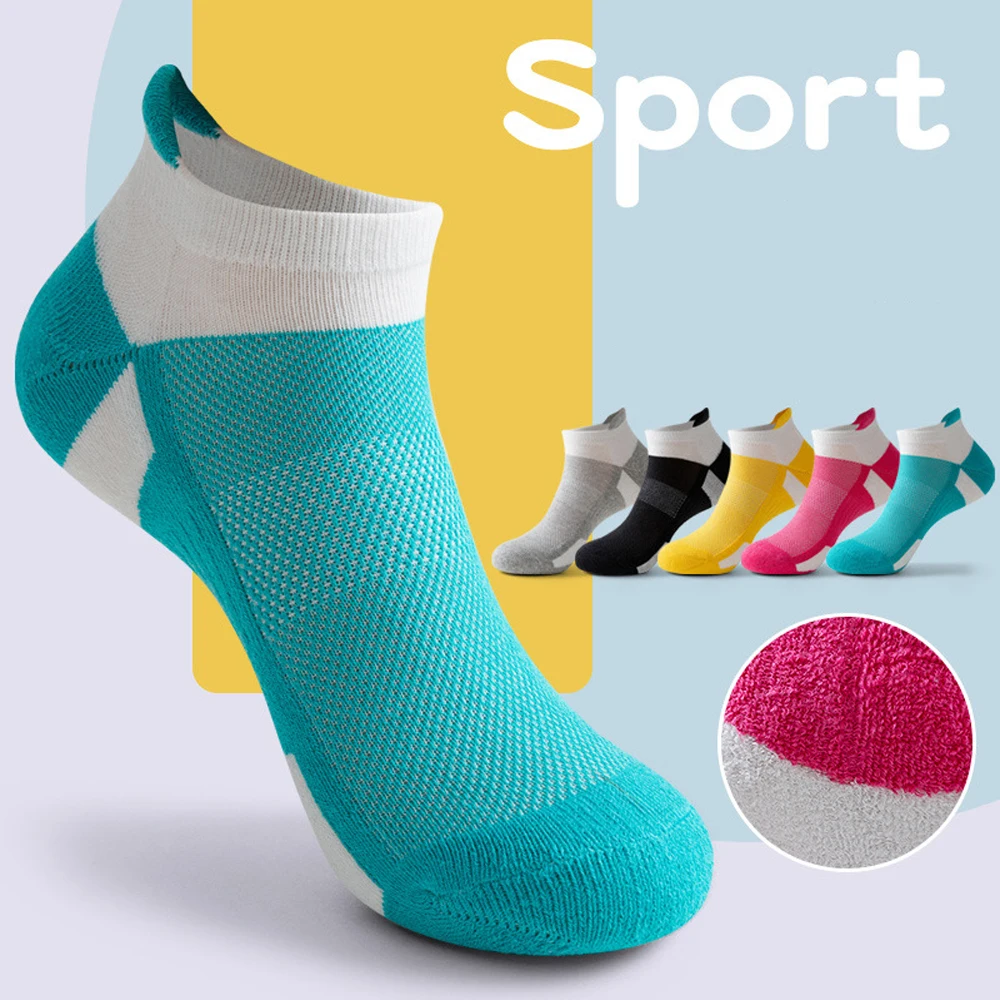 Sports Socks Stinky Socks Socks Cotton Socks Spring  Summer Terry Sweat Absorbent Breathable Cotton Ladies Sports Contrast Color