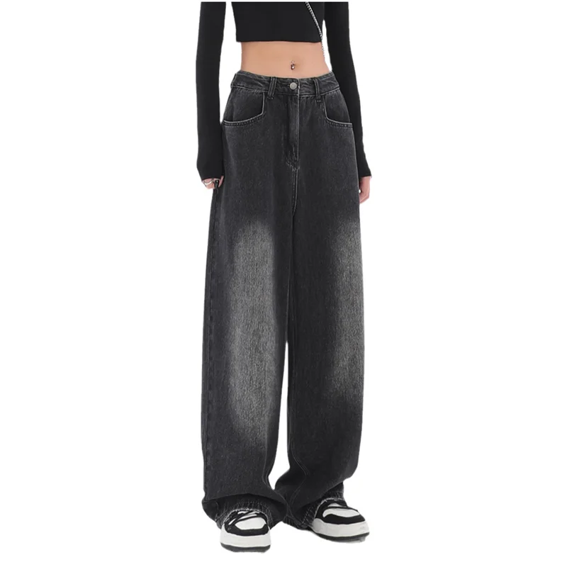 

Women's Bottoms Black Vintage Jeans Oversized High Waist Baggy Straight Pants Fashion High Street Autumn Wide Leg Denim Trouser