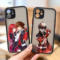 high school dxd anime cartoon phone case black color matte transparent for iphone 13 12 11 mini pro max x xr xs 7 8 plus cover