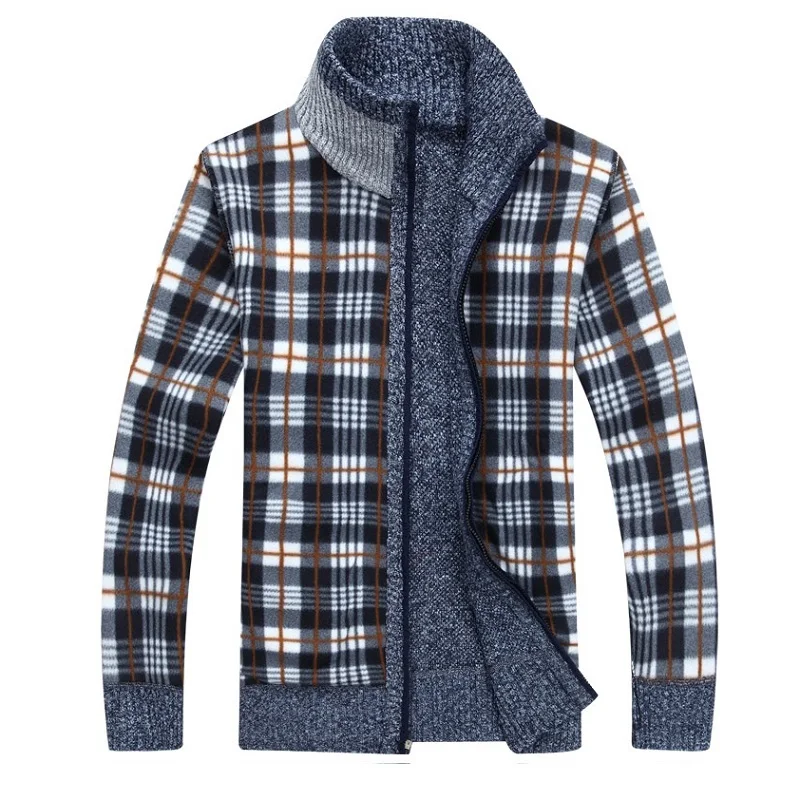 Cardigan Zipper Thickened Fleece Stand-up Collar Sweater  Autumn Winter Loose Warm Men's Knit Winter Coats Harajuku Sweatshirt