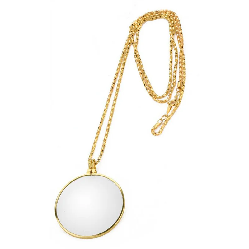 Декоративное ожерелье-монокль с 5-кратной лупой, увеличительное стекло, кулон, золото, посеребренная цепочка, ожерелье для женщин, ювелирные изделия, подарок