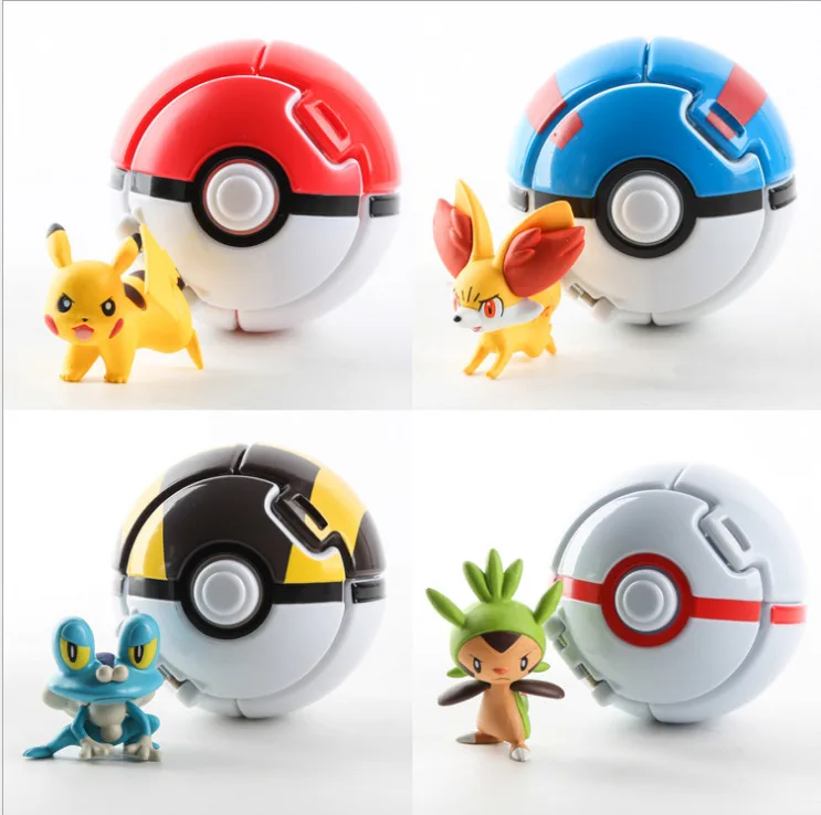 

4Pieces Pokemon Poke Ball Anime Action Figure Kid toys Collection figures for friends gifts
