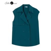 mulberry silk crepe de chine windbreaker collar sleeveless shirt womens design sense niche shirt vest top summer 2022 new