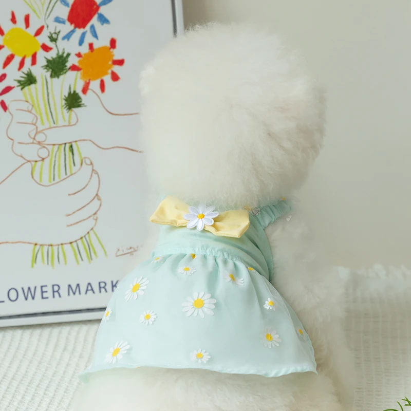 

Pet Dress Summer clothes Pet Vest Dog Clothes Summer Style Teddy Pullover Than Bear Pretty Puppy Flower Clothes Teddy Skirt