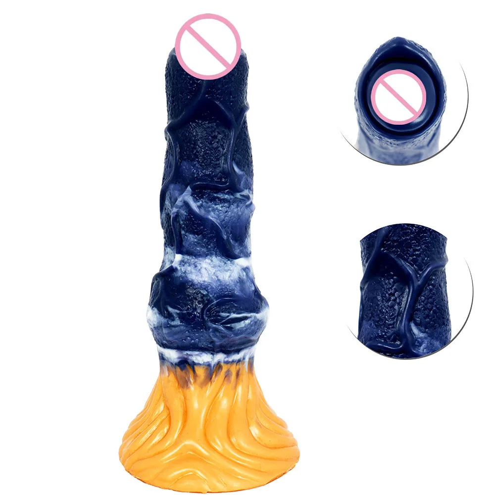 Вагинальный массажер двойного действия с имитацией собачьего члена и сосание VBNML Silicone Simulated Wolf Dog Cock Sucker Penis Anal Plug Adult Sex Toy.
