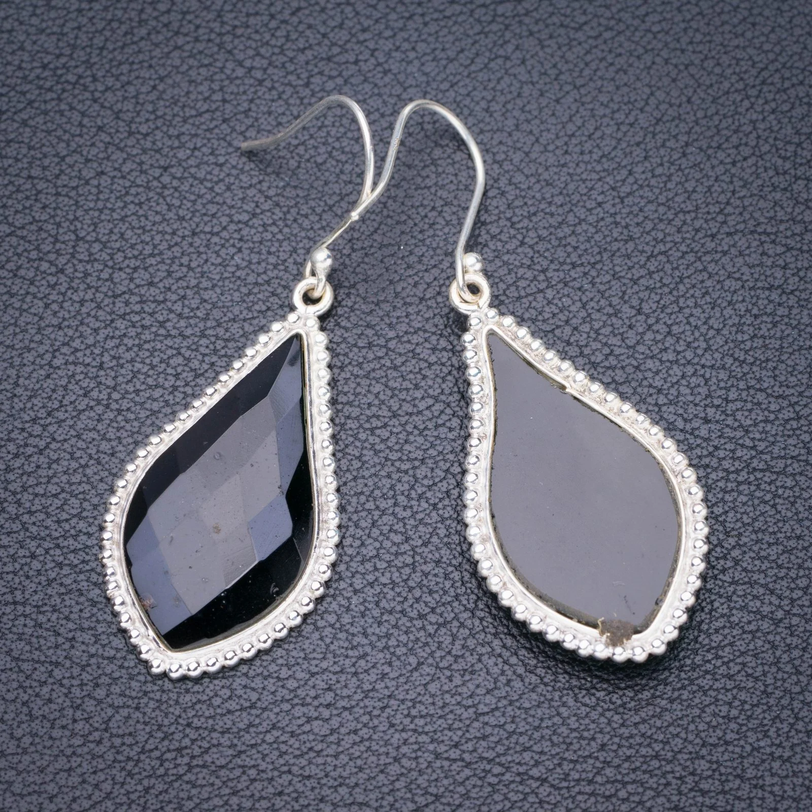 

StarGems Natural Black Onyx Handmade 925 Sterling Silver Earrings 2" E5862