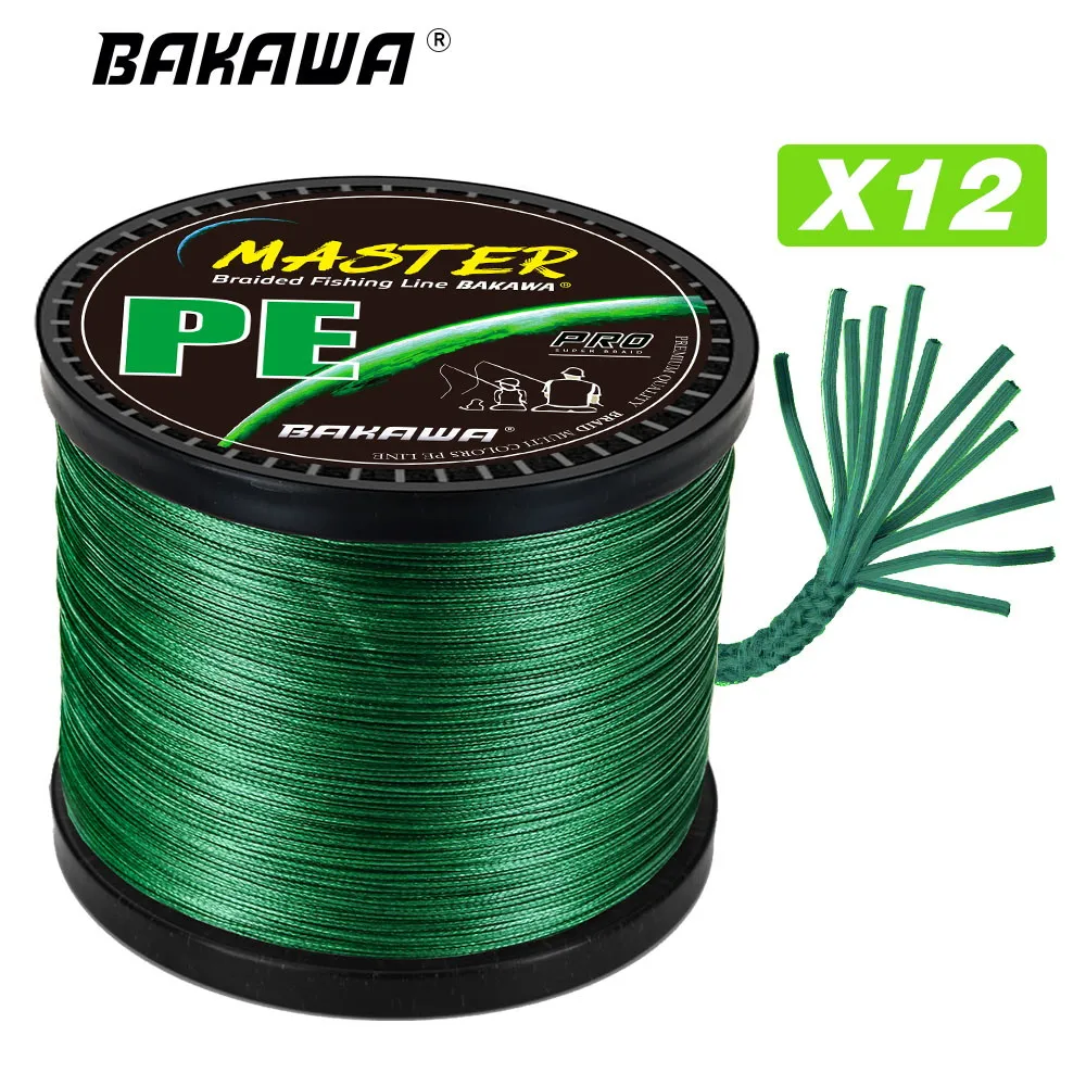 

BAKAWA 12 Strands 300M 100M 500M 1000M PE Braided Multifilament Fishing Line Tresse Peche Saltwater Fly Weave for Carp Pesca