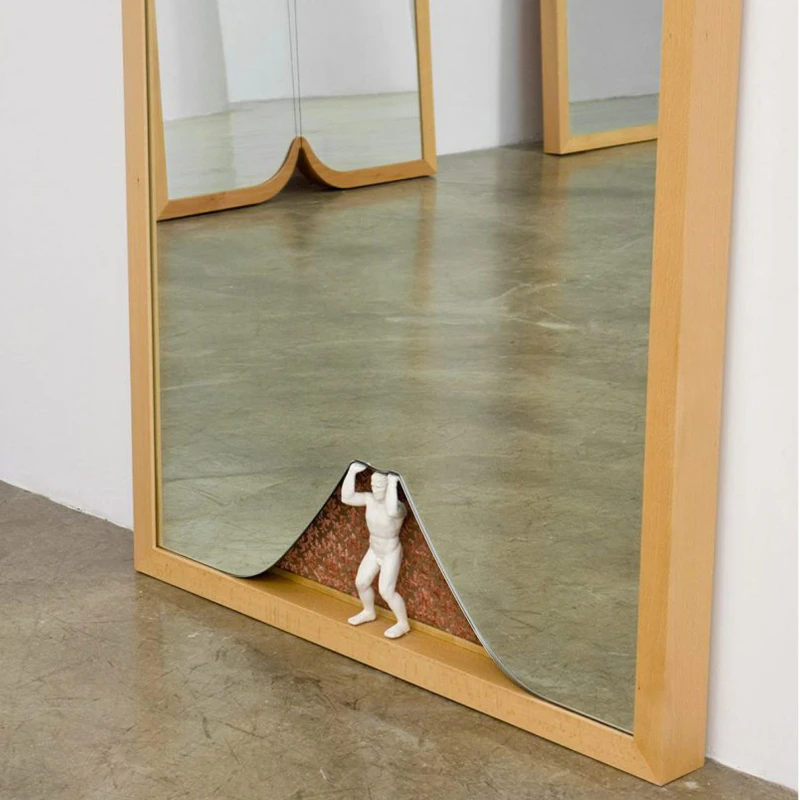 

Full body dressing mirror/fitting mirror in the cloakroom, home living room, wall mounted, floor to ceiling, mesh red mirror