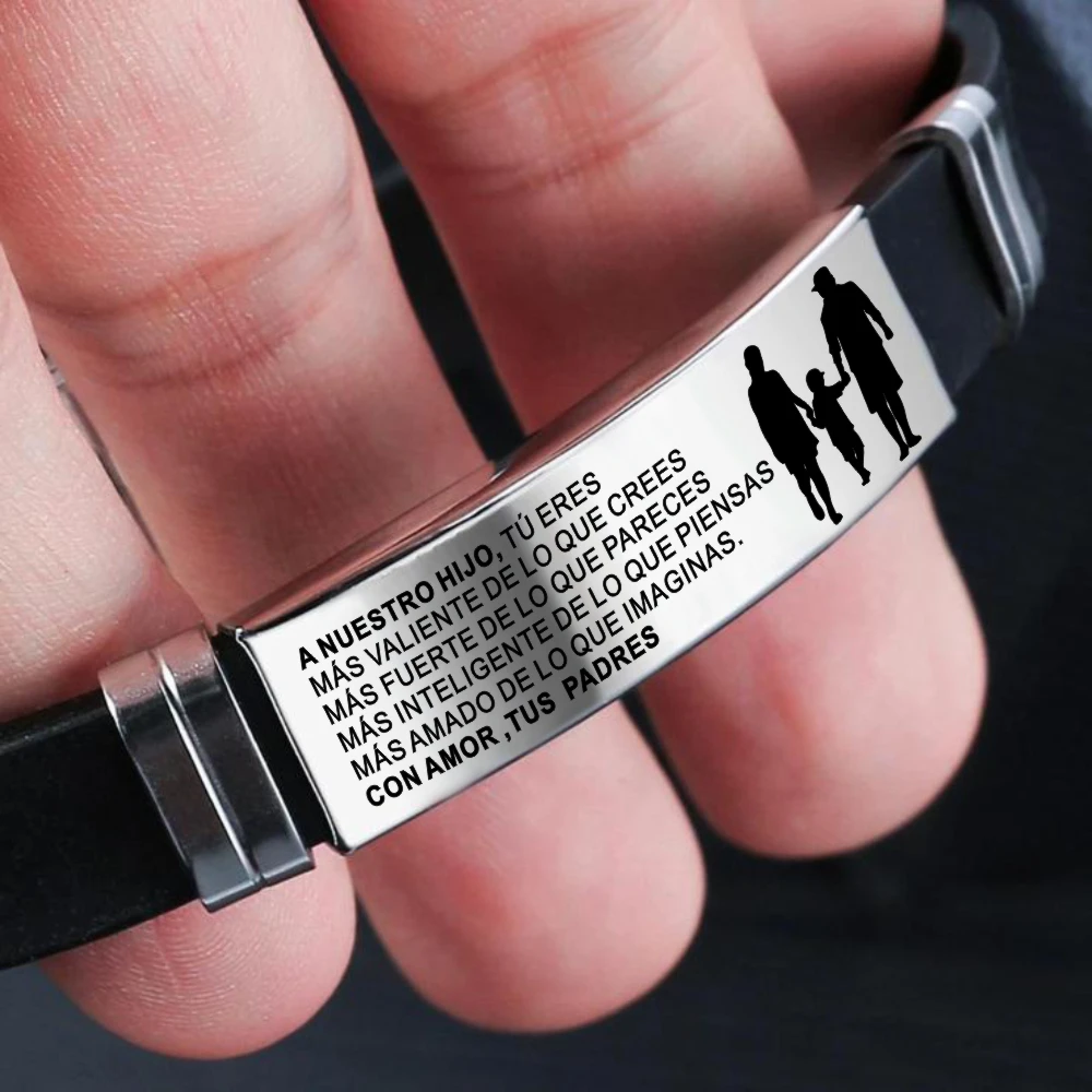 Испанский испанский наш сын, наш сын от родителей, Tus терец, браслет ручной работы, кожаные браслеты из нержавеющей стали, бразильский