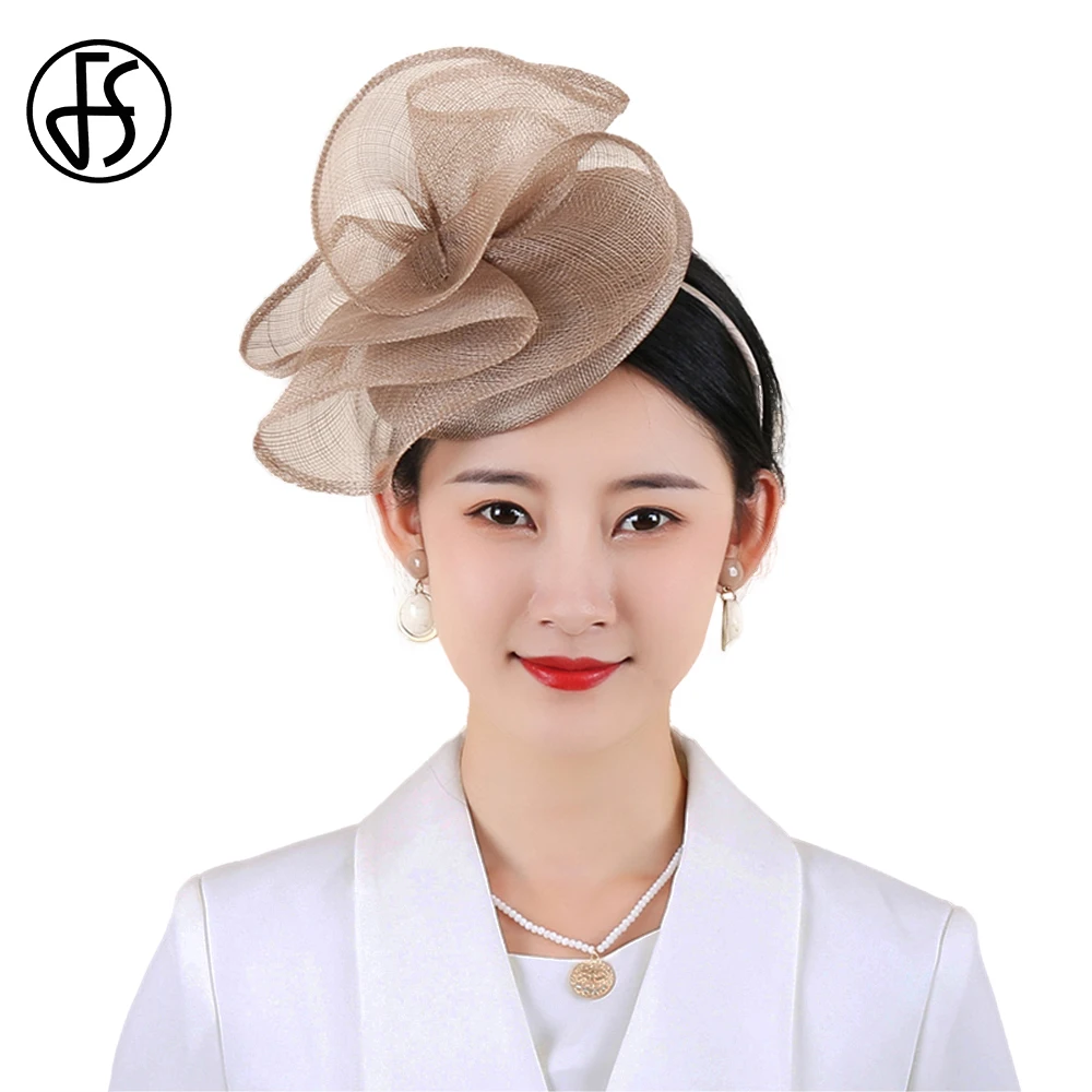 

FS Fascinators French Elegant Brown Pillbox Hats For Women Sinamay Fedoras Vintage Ladies Wedding Church Dress Derby Cap 2023