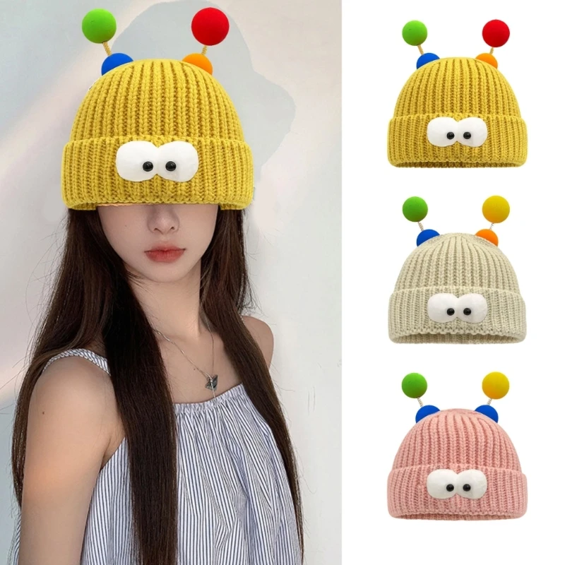 

Elastic Windproof Knit Thicken Beanie Cartoon Monsters Skiing Hat for Adult Teen DXAA