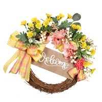 artificial spring flower wreath yellow daisy garland colorful spring and summer wreath flower front door garland for home decor