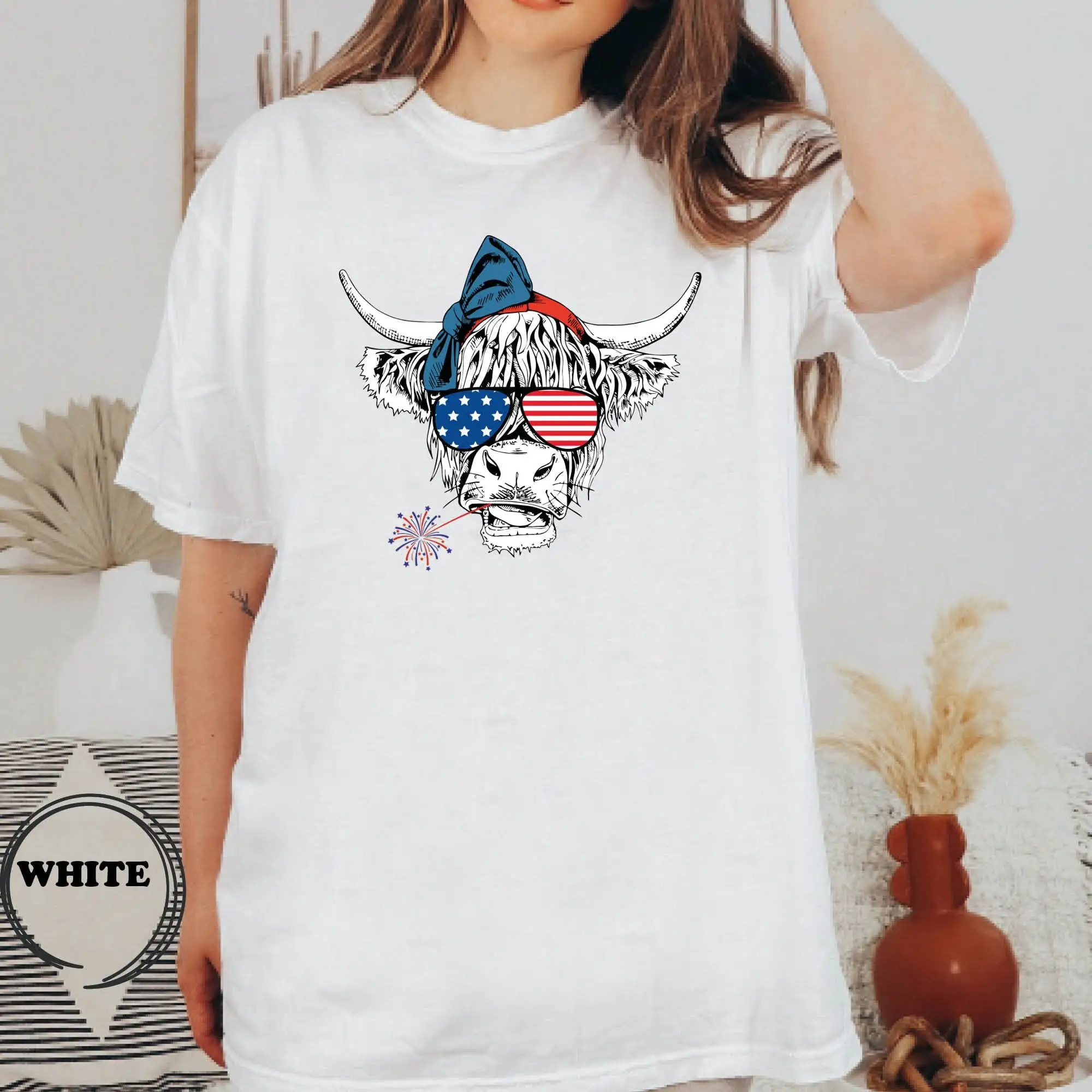 Футболка Comfort Colors Oh My Stars с изображением коровы 4 июля День памяти независимость