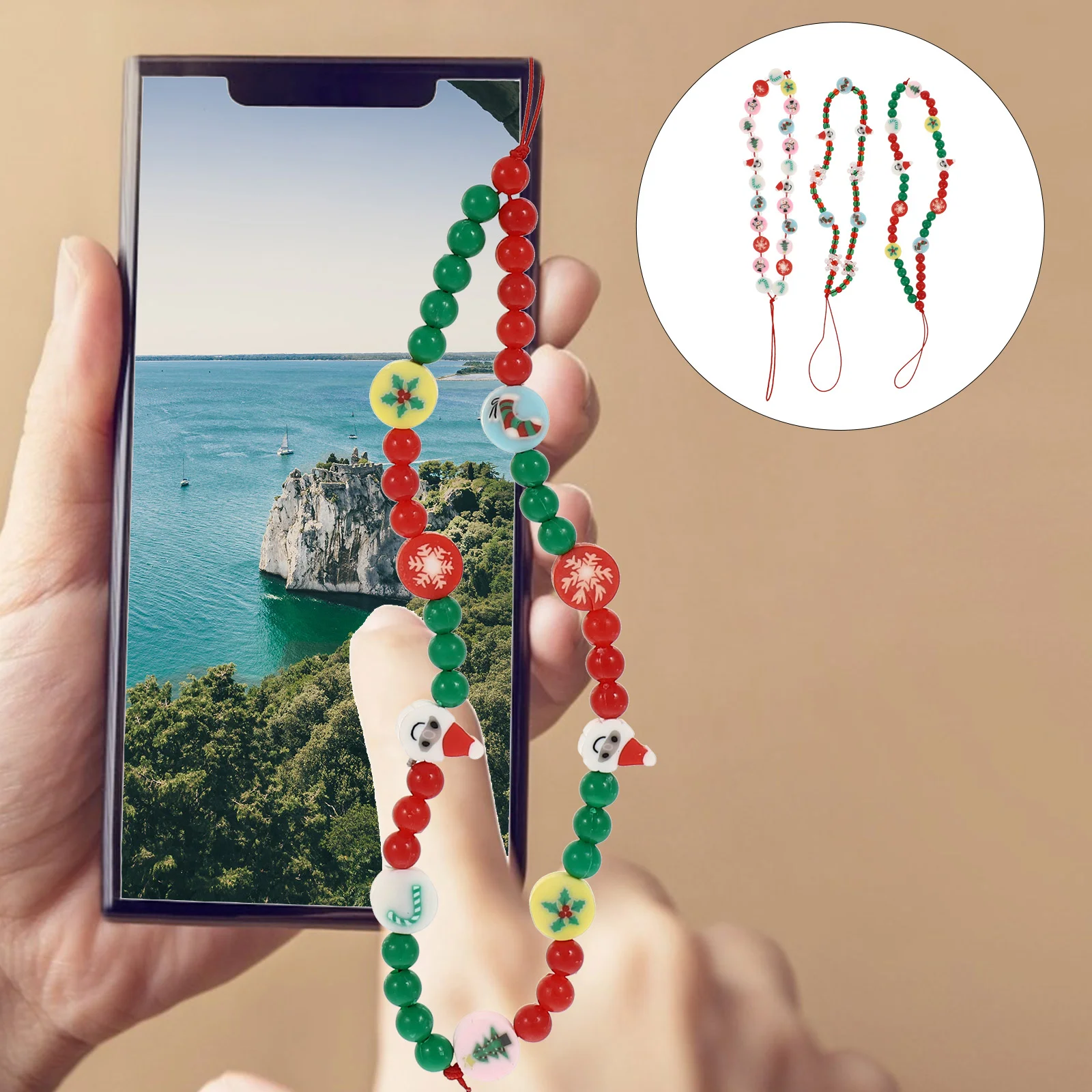 

3Pcs Christmas Phone Lanyards Phone Hanging Ornament Cell Phone Wrist Ropes