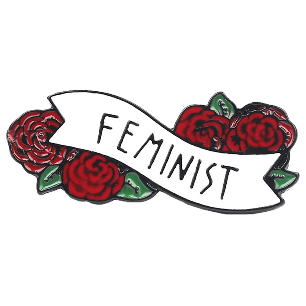 

1PC Rose Feminist Letters Brooch High-end Corsage Pin Creative Decorative Brooch