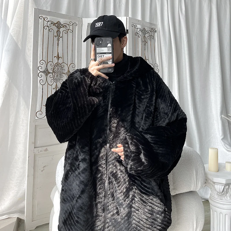 Winter Jacket Men Warm Fashion Casual Thickened Hooded Plush Jacket Men Korean Loose Thick Short Coat Mens Parker Clothes S-2XL