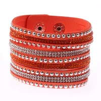 multi layer rhinestone leather bracelets bohemian colorful adjustable bracelet for women jewelry