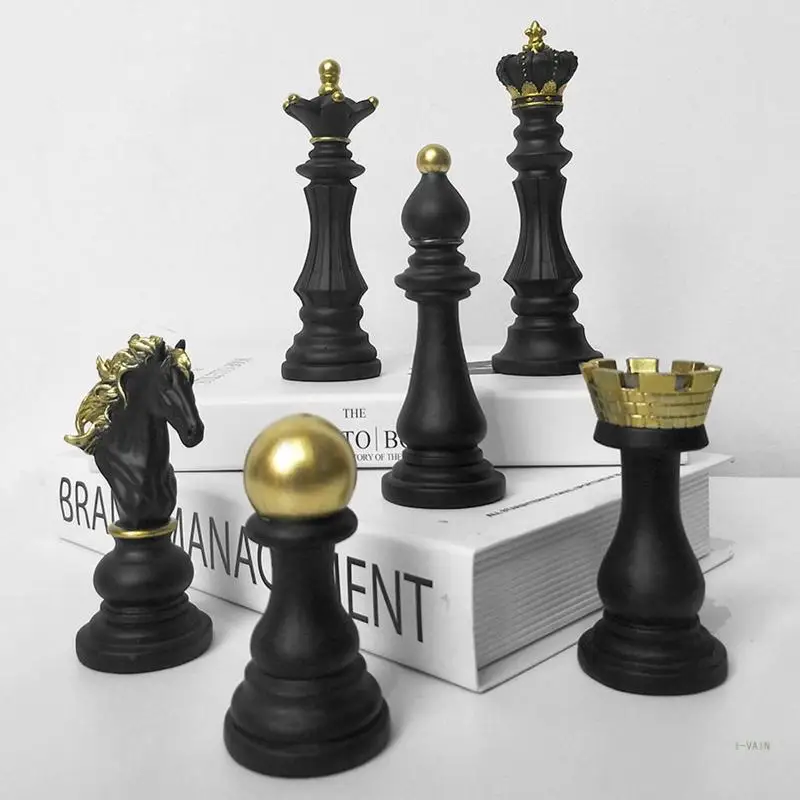 

M5TC Chess Art Statue Cabinet Decor Figurines Decor Accessories Chessmen Sculpture
