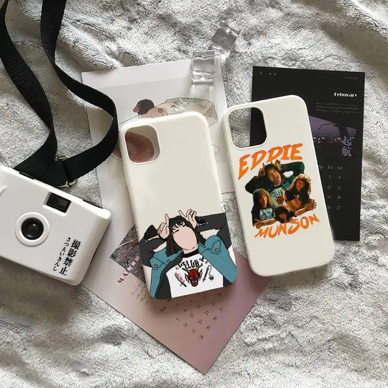 

Hellfire club stranger things Eddie Munson Phone Case Candy Color for iPhone 6 7 8 11 12 13 s mini pro X XS XR MAX Plus