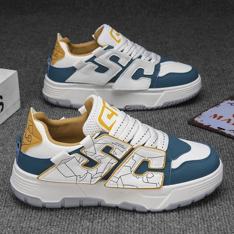 

Мужские кожаные кроссовки, повседневная обувь для скейтборда, спортивные роскошные лоферы на платформе, плоская подошва для ходьбы и тенниса, зимние кроссовки