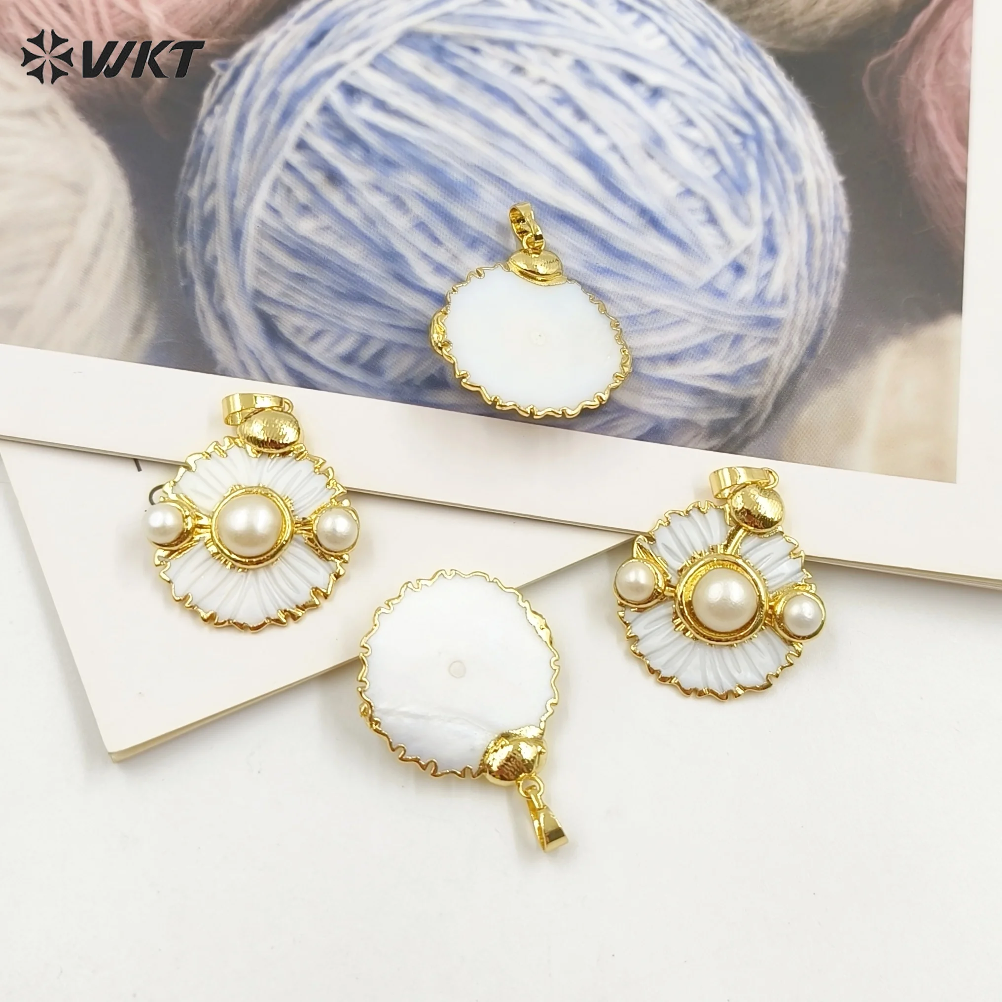 WT-JP395 Популярный легкий модный кулон из жемчужной ракушки с 18-каратным настоящим