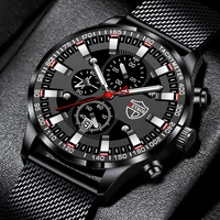 fashion mens sports watches for men luxury business stainless steel mesh belt quartz luminous clock man casual leather watch