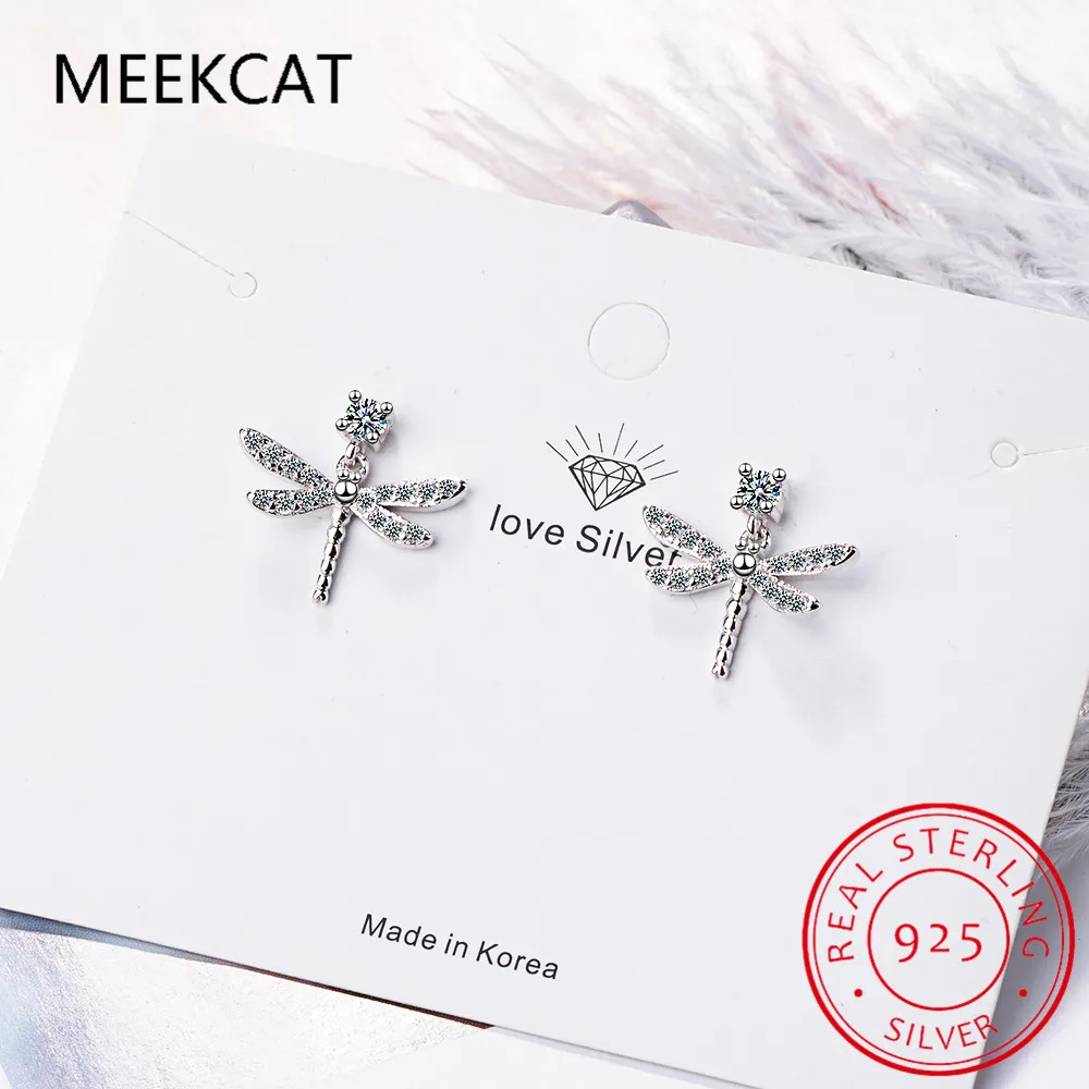 Настоящее серебро 925 пробы модные милые крошечные серьги-гвоздики с насекомыми и