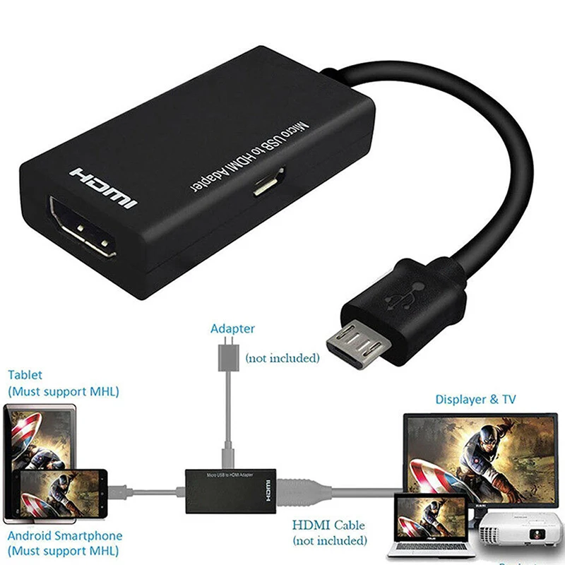 New Micro USB MHL 2.0 To HDTV TV Adapter Cable 1080P HD HDMI