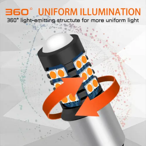 

2Pcs Bright Yellow Amber Led Front Turn Signal Drl Parking Light Bulbs 1157 7528