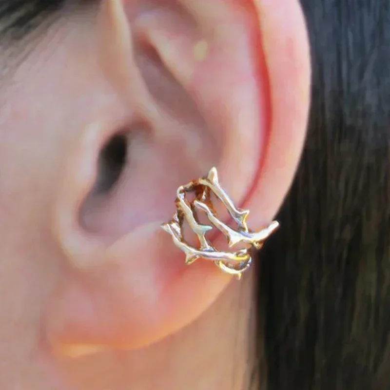 Женские серьги винтажные с колючками в виде ветки серебро/золото