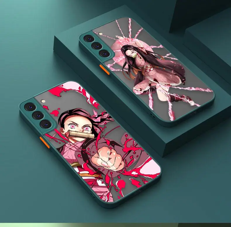 

Anime Demon Slayer Kamado Nezuko Matte Case For Samsung S23 S22 S21 S20 S10 S9 S10E FE Lite Plus Ultra Clear Hard Capa Coques