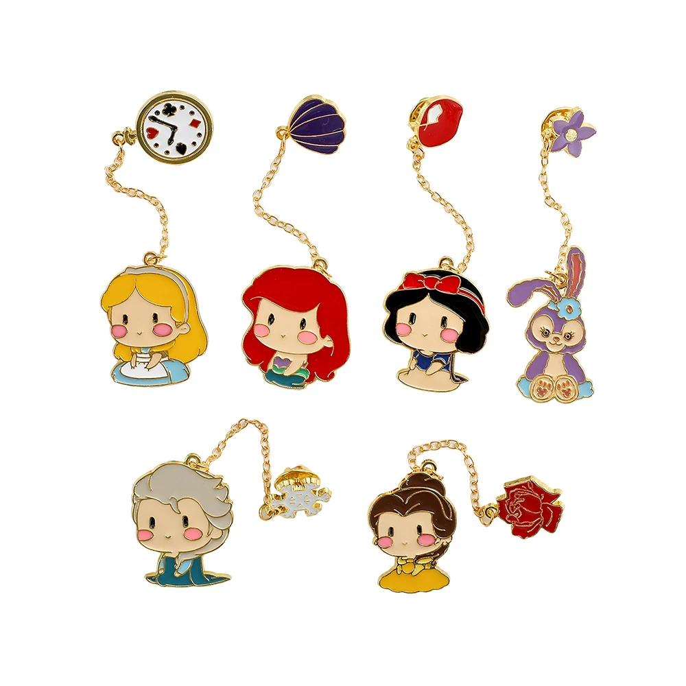 

Disney Princess Enamel Pins Alice in Wonderland Lapel Pins for Backpacks Cute Enamel Badges Brooches Jewelry Accessories Gifts