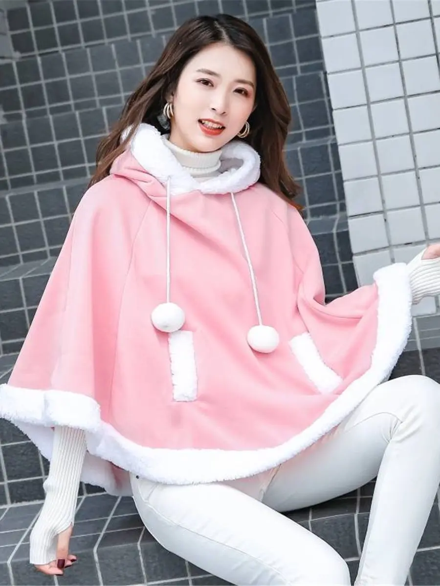 

Fashion Women Kawaii Sweatshirt Japanese Warm Girls Casual Outerwear Harajuku Cloak Fleece Loose Hooded Hoodies Funny Females