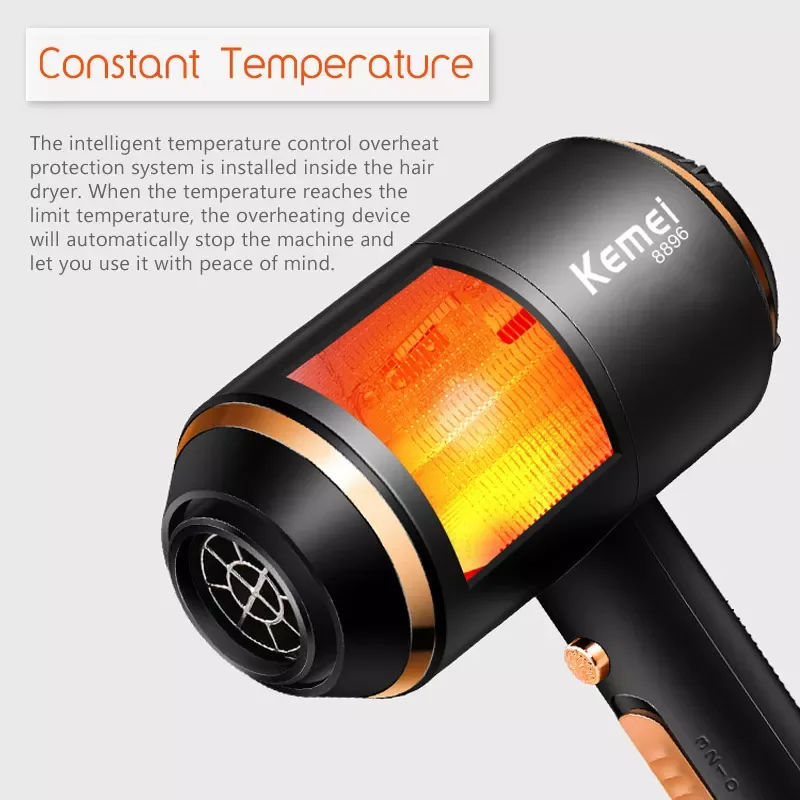KEMEI Professional Ionic Blow Dryer Hot/cold Air Hair Dryers female Electric with nozzle household Strong Power 4000w enlarge