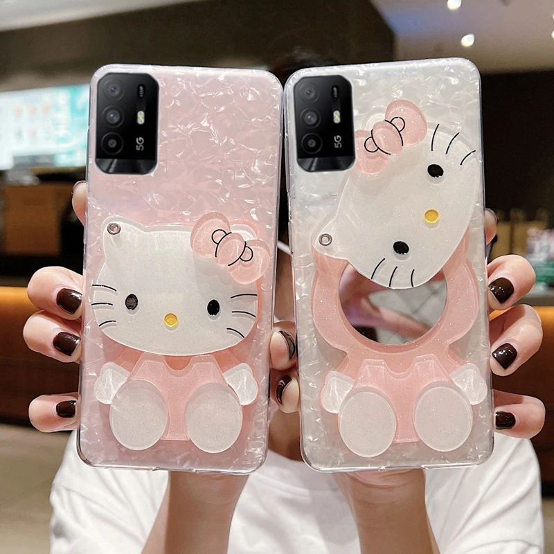 

Cartoon Making Up Mirror Phone Case For OPPO Reno 10X Zoom Reno Z Reno2 Z F Coque Protection soft Back Cover Shockproof Case