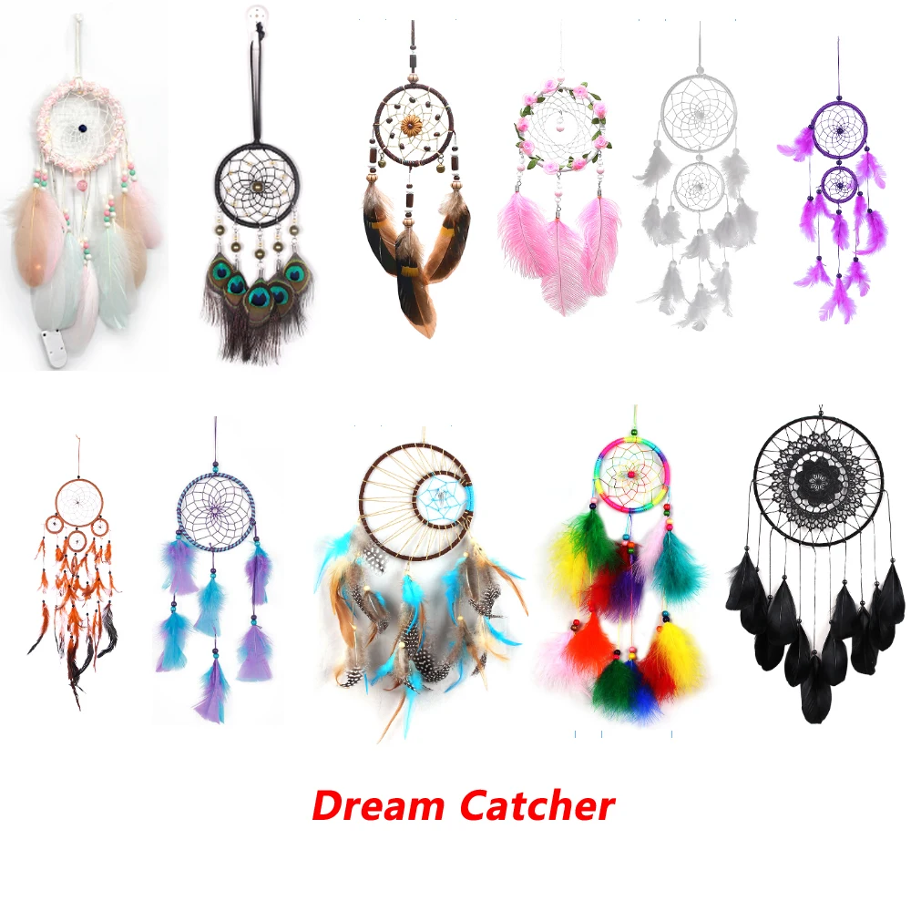 Dream Catcher Car Mini Pure White Feather Wind Chimes Wall Hanging Decor Handmade Catcher Feather Pendant Decoration